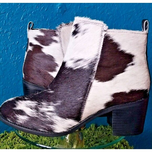 Myra Bag Shoes - MYRA Bag Sz 6 Women's Electron Black & White Cowhide Boots